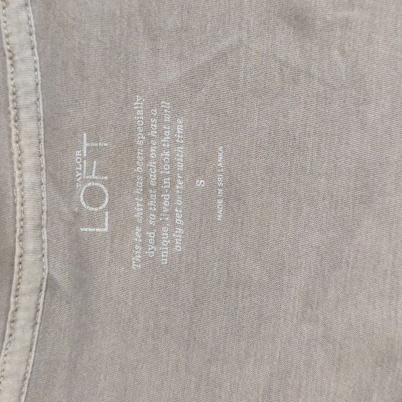 Loft gray short-sleeve lived-in cotton long t-shirt v-neck women's size S - Picture 3 of 6